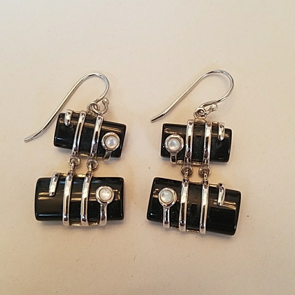 Black and Mother of Pearl Earrings